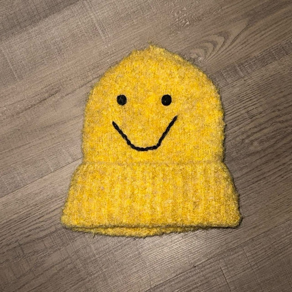 Urban Outfitters Yellow Smiley Face Beanie